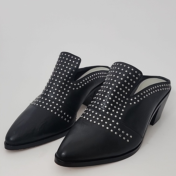 1. State Shoes - 1.State Lon Black Genuine Leather Studded Mules Size 6